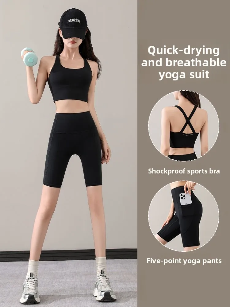 

Женская спортивная одежда для йоги, Новое поступление лета, тонкая тренировочная одежда Qui Dry, брюки, комплект из двух предметов, круглый комплект Ne Overhead