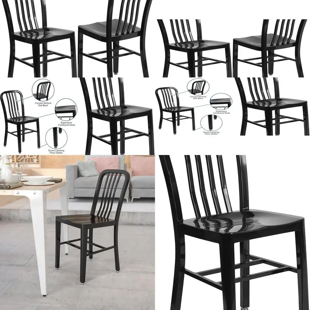 

Прочные черные металлические стулья для внутреннего и наружного использования.