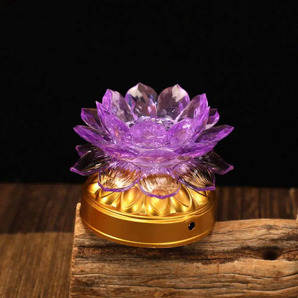 LED Lotus Lamp Colorful Battery-Operated Flicker Free Buddha Lotus Lamp Creative Shape Desktop Decoration Home Supplies