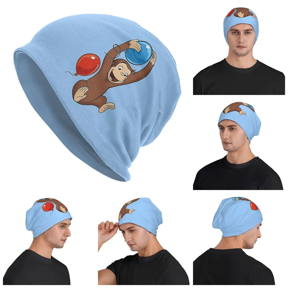 

Curious George Warm Knitted Cap Hip Hop Bonnet Hat Autumn Winter Outdoor Beanies Hats for Unisex Adult