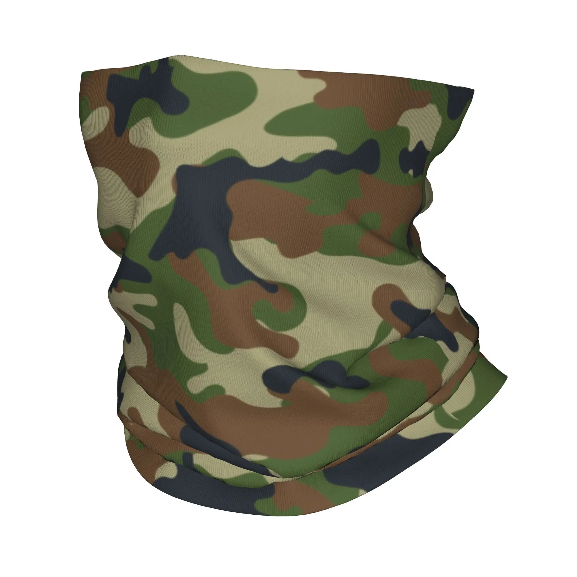 Custom Woodland Camouflage Winter Headband Neck Warmer Men Women Ski Camping Tube Scarf Military Army Camo Face Bandana Gaiter