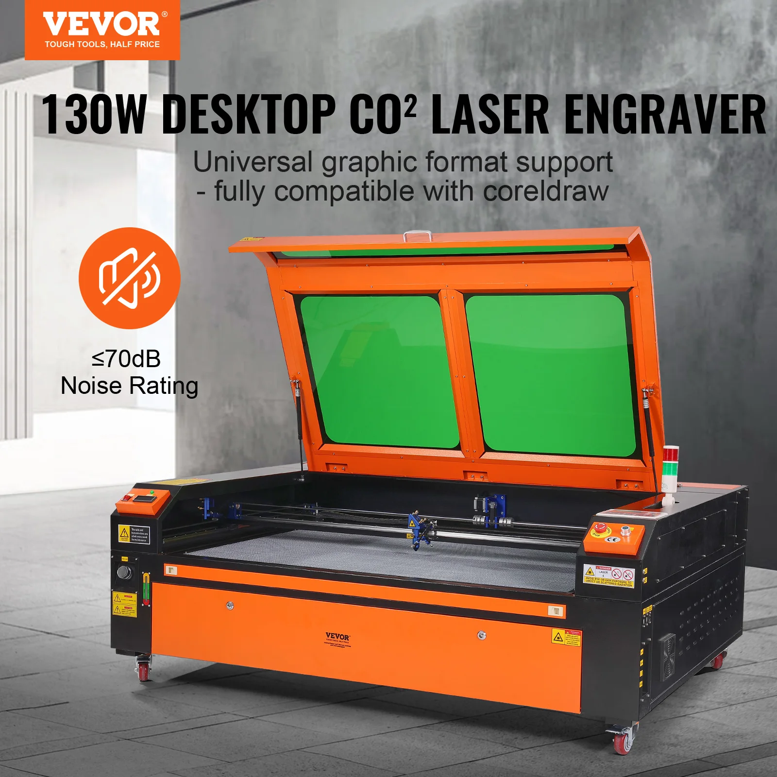 VEVOR 130W CO2 Laser Engraver, 35 x 55 in, 19.7 IPS Laser Cutter Machine with 2-Way Pass Air Assist, for Wood Acrylic Fabric