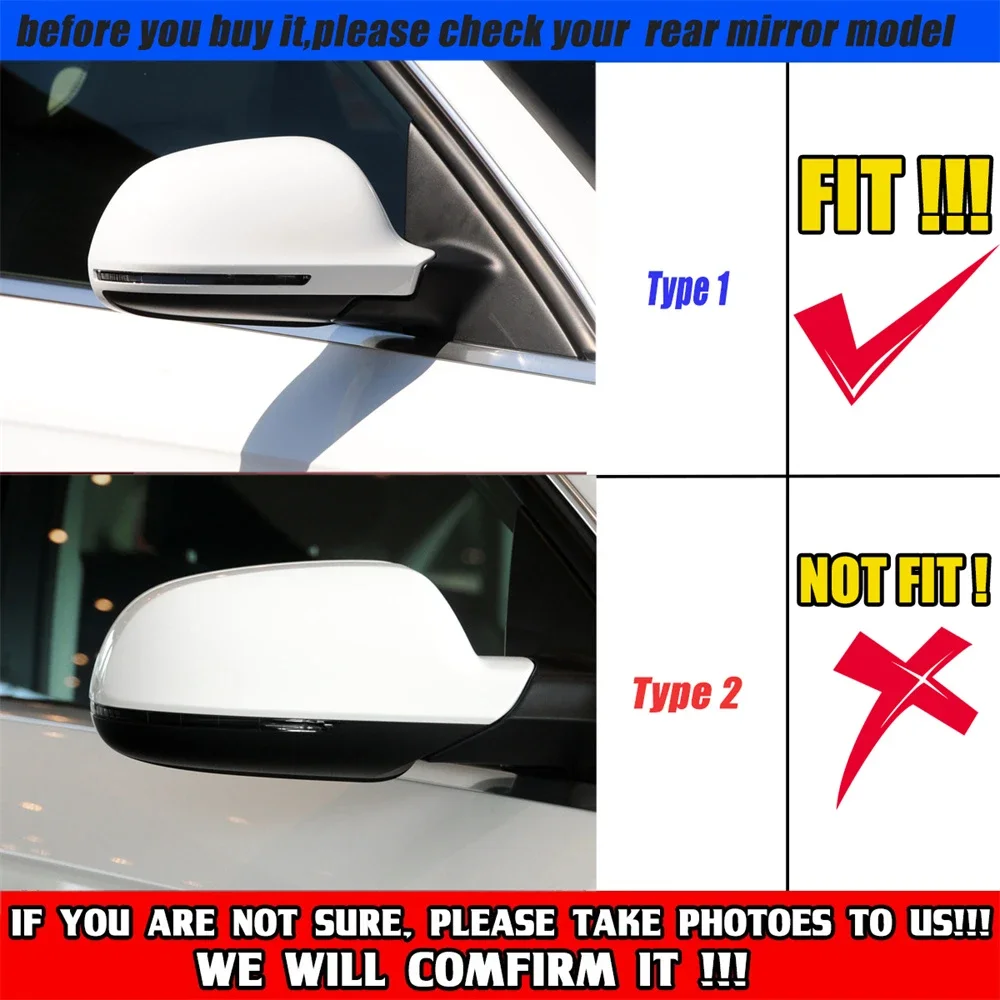 Pair Side Wing Mirror Cover For Audi A4 S4 A5 S5 B8 8T 2009-2012 2010 Add On Side Rear View Mirror Cap Cover Car Accessories