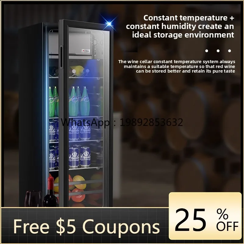 

ZZ Ice Bar Home Refrigerator Transparent Fresh-Keeping Cabinet Beverage Fridge Office Small Refrigerated Beverage Wine Cabinet