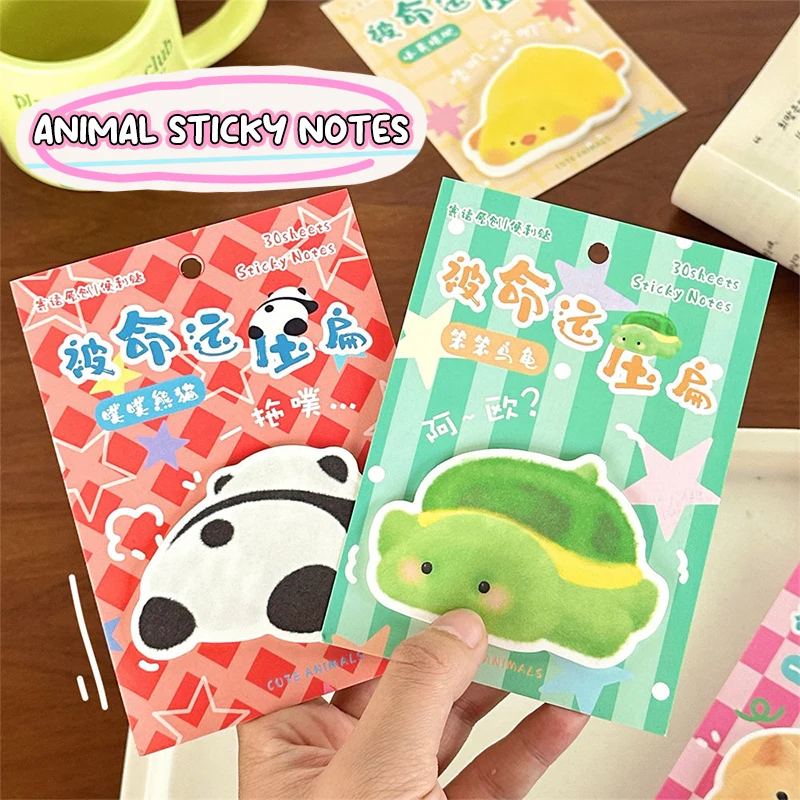 

30Sheets Cute Cartoon Special-shaped Pet Sticky Note Creative Decorative Note Pad Portable Label Notepad Student Stationery