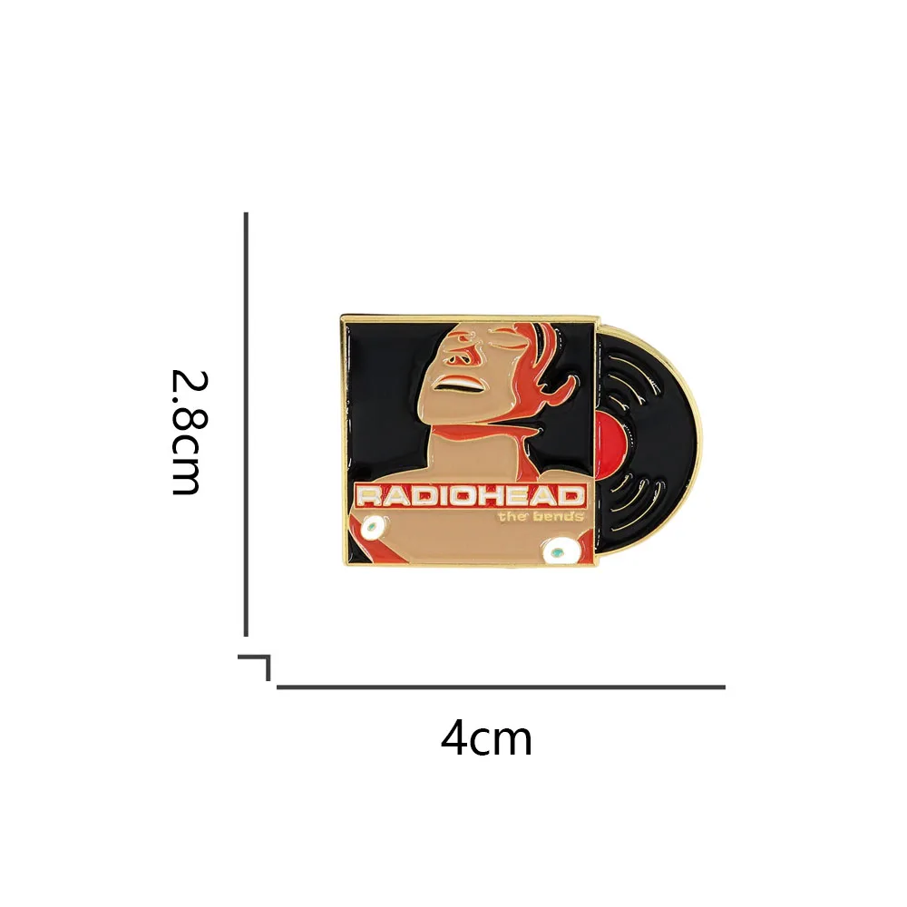 The Bends-Vinyl Record Cover Badge British Rock Band Album Lapel Pin Vintage Music Fans Gift Jewelry view 2