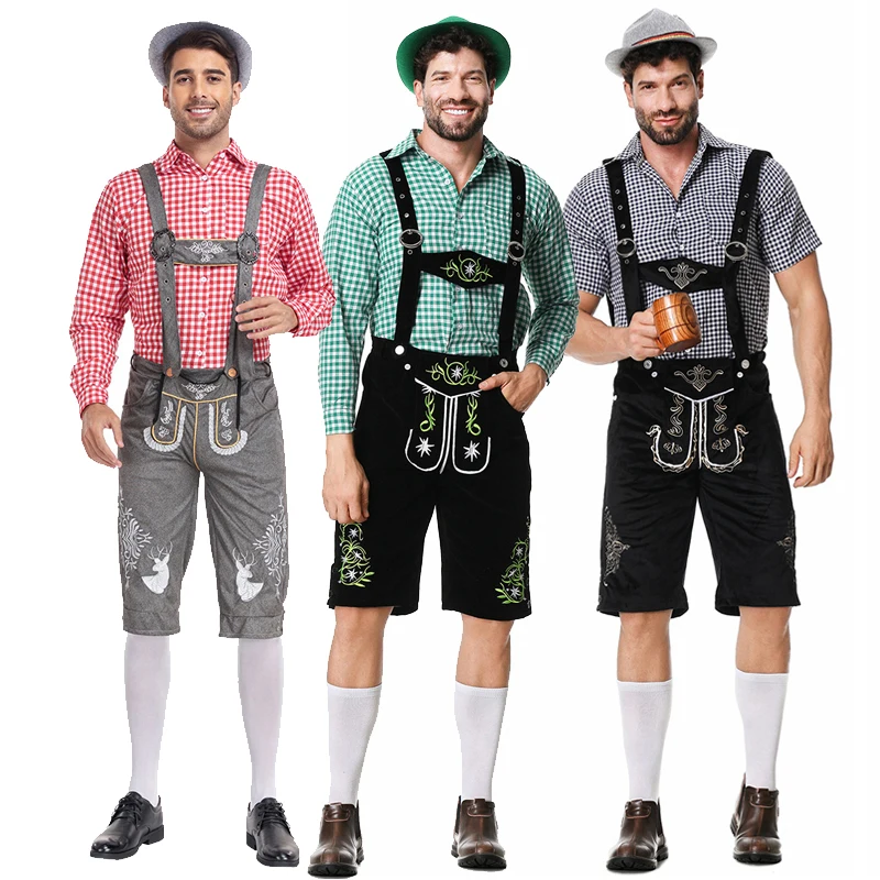 NEW Guy Carnival Oktoberfest Costume tradizionale Alps National Tavern Faux Leather Cosplay Fancy Party Dress Halloween