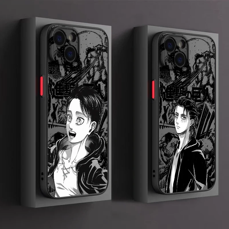 Attack On Titan Eren Jaeger custodia per telefono per Apple iPhone 15 14 13 12 11 XS Mini Pro Max 8 XR X opaco smerigliato traslucido