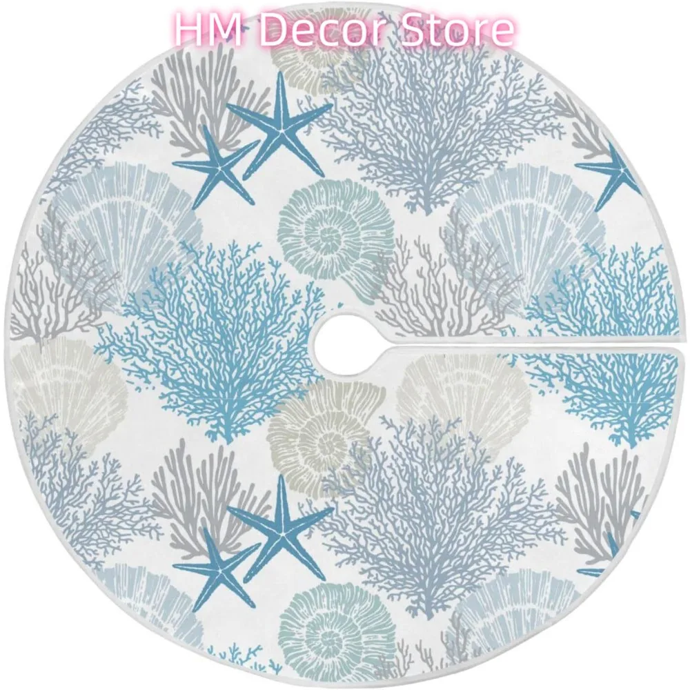 تنورة شجرة عيد الميلاد على الشاطئ وزينة عيد الميلاد الساحلية تنورة زرقاء من الخيش صغيرة لشجرة 4 أقدام 36 بوصة #1