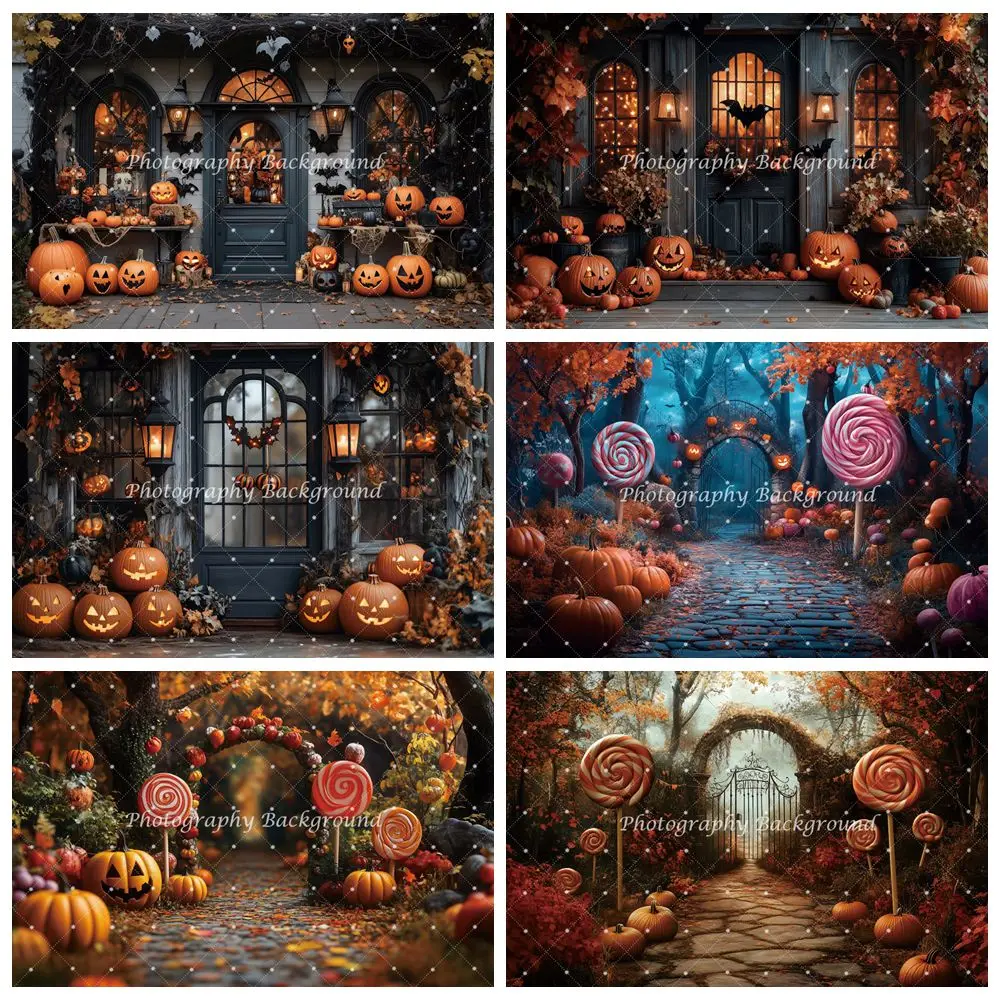 

Halloween Scene Backdrop Pumpkin Lanterns Baby Kids Art Portrait Photography Background Photostudio Decoration Photobooth Prop