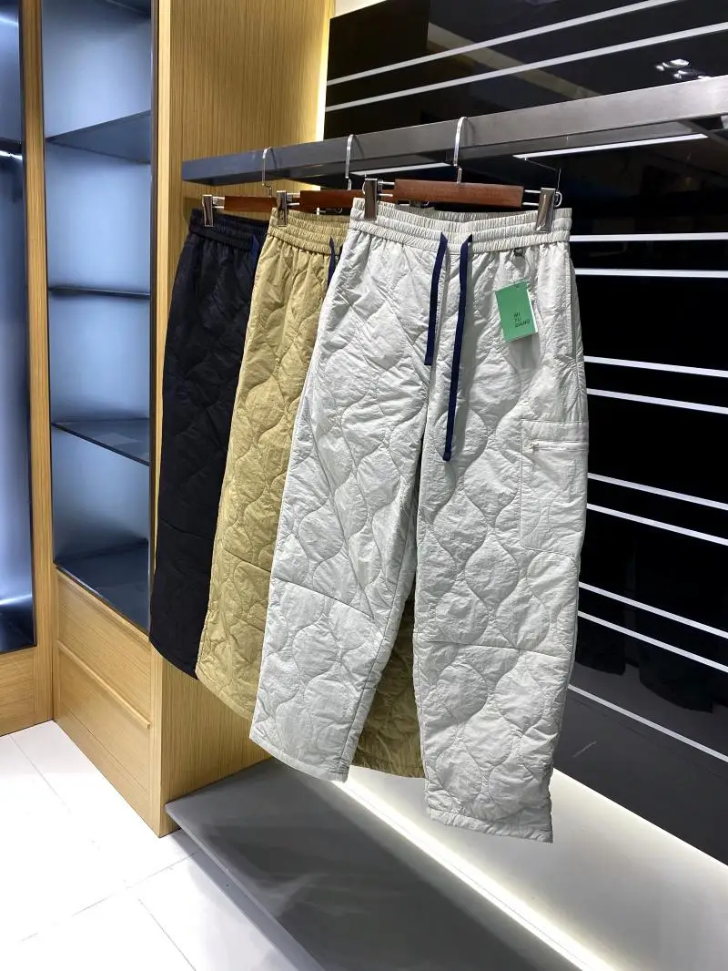 

Winter Casual Cotton Trousers Men's Thiened Polyester Woven Inter Stand-up Trim Warm Youth Faion Long Pants