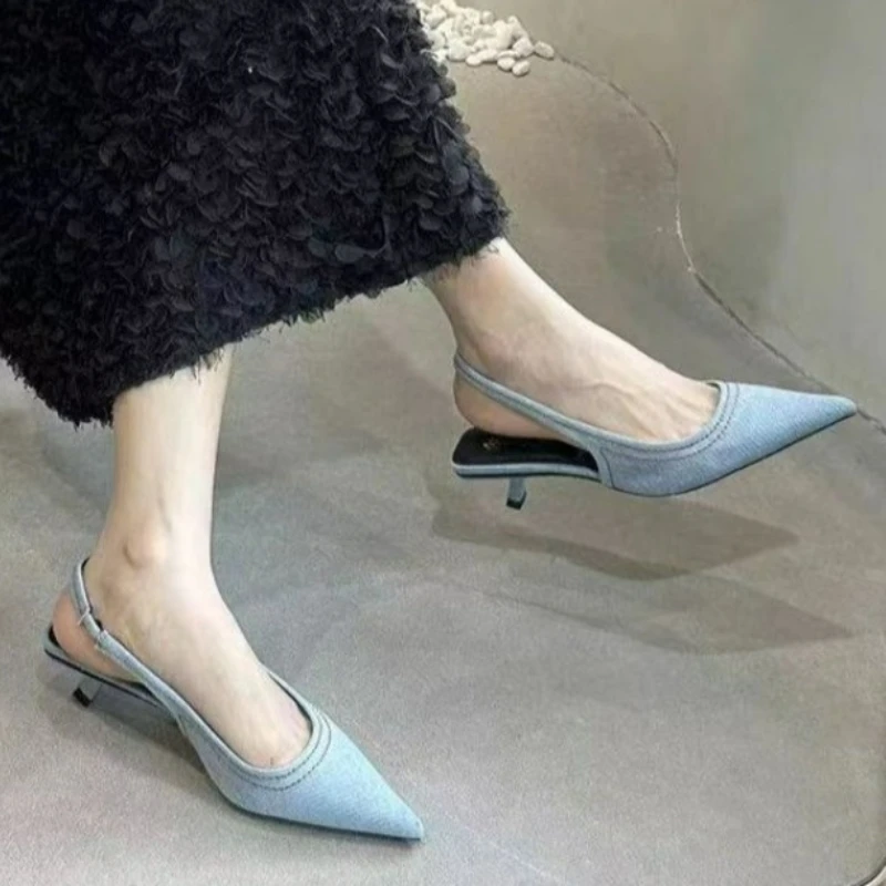 

Women Sandals 2024 Summer Bow Heels Luxury Pumps Female Comfortable Sandals Fashion Slingbacks Shoes for Women Zapatos De Mujer