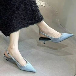 Damskie sandały 2024 letnie obcasy z kokardką luksusowe czółenka damskie modne wygodne sandały Slingbacks damskie Zapatos De Mujer