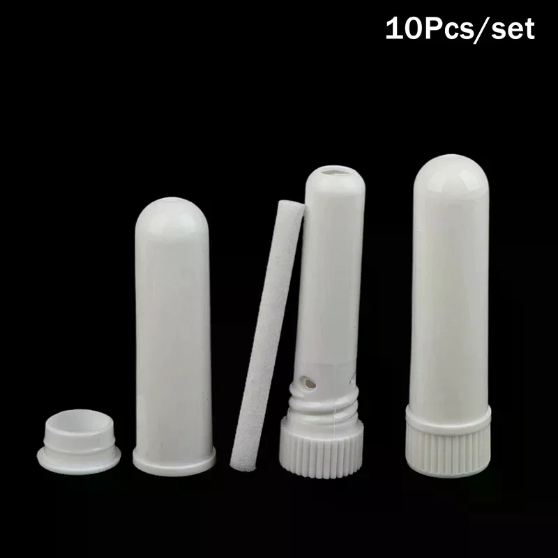 10Pcs Essential Oil Blank Inhaler Tubes Comes Inhaler Stick With Cotton Wicks, Refillable, Dropper