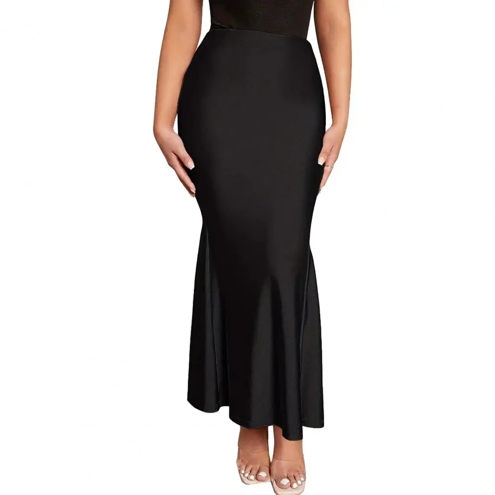 Falda larga cómoda y elegante para mujer, falda larga de cola de pez de cintura alta para adelgazar, uso diario versátil, cadera de Color sólido