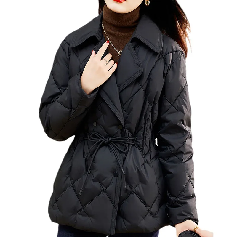 Autumn Winter New Fashion Women Down Jacket Suit Collar White Duck Down Women Coat Warm Parkas Slim Fit Down Jacket Korean Women