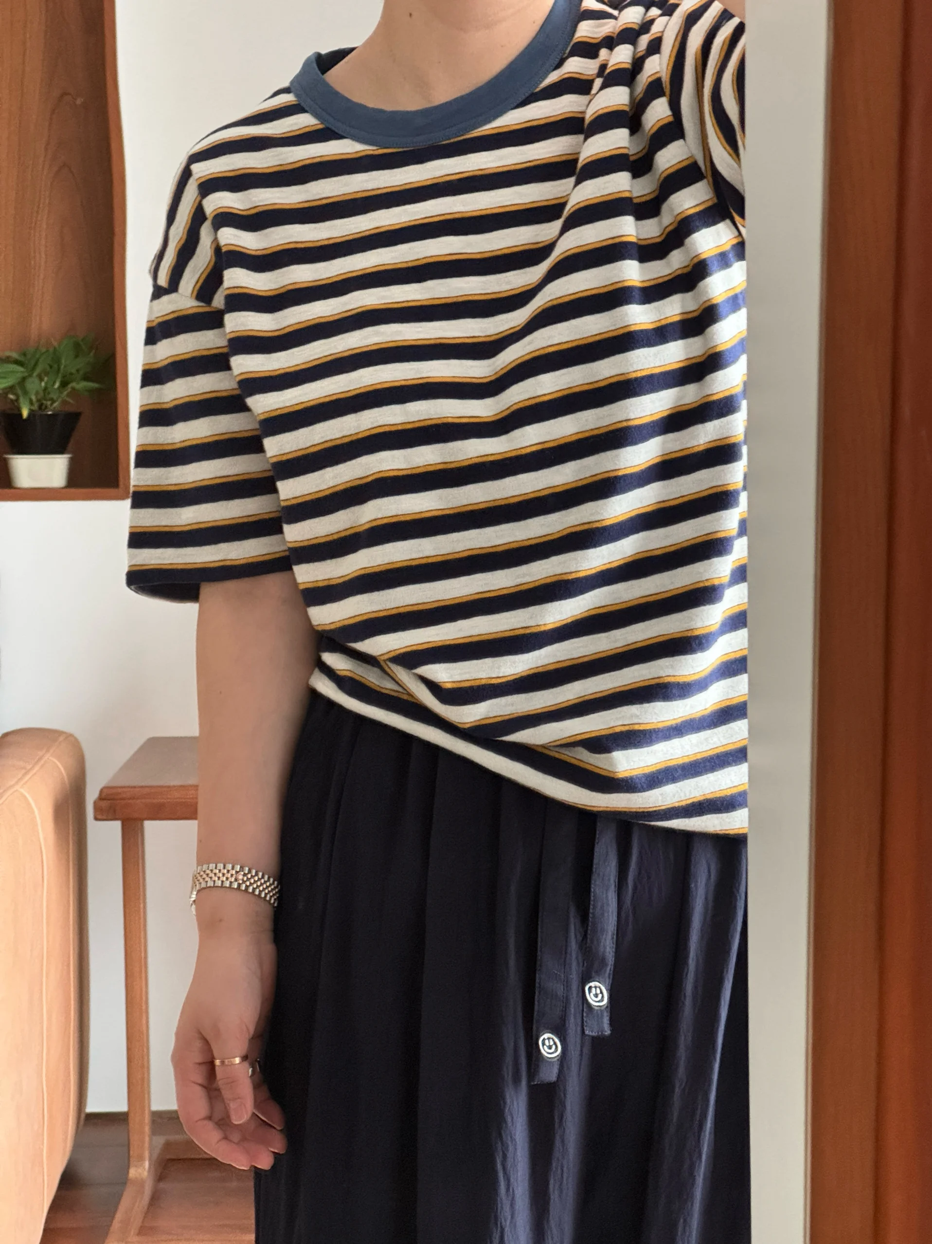 

Двухслойная двухцветная футболка из бамбукового хлопка в винтажном стиле, омолаживающая, ретро, для женщин, для повседневной носки