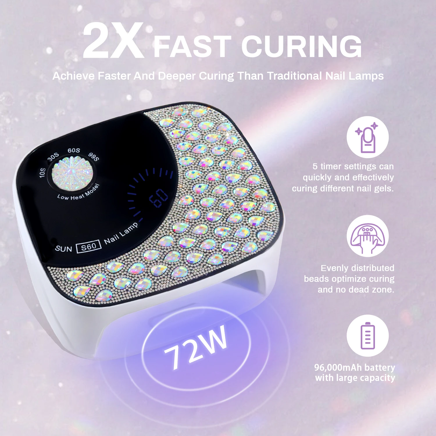 

Профессиональный набор для быстрой сушки ногтей белого цвета с 4 режимами таймера, беспроводная перезаряжаемая машина для маникюра