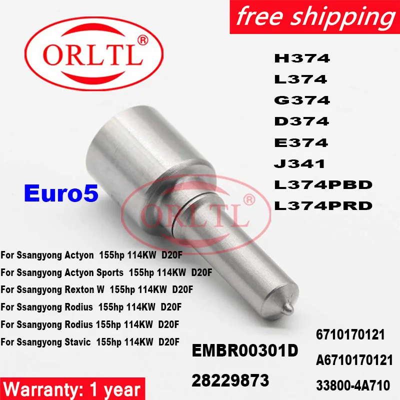 G374 Euro 5 Injector Nozzle L374PBD H374 for Ssangyong Diesel EMBR00301D 6710170121 A6710170121 33800-4A710 28229873 33800 4A710