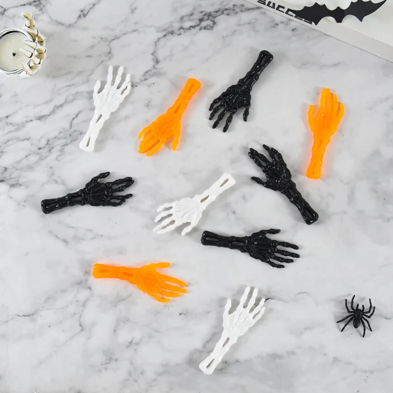 10Pcs Skeleton Hands Hands Stress Relieving Wall Climbers Stretchy Sticky Hands Toy Halloween Party Favors Giveaway Kids Gift