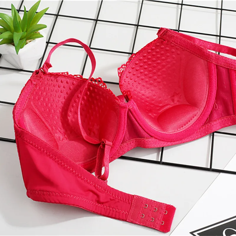 Sujetador Push Up de encaje con aros para mujer, Bralette Sexy con lazo, ropa interior femenina, lencería con tirantes ajustables, fruncido, 2023