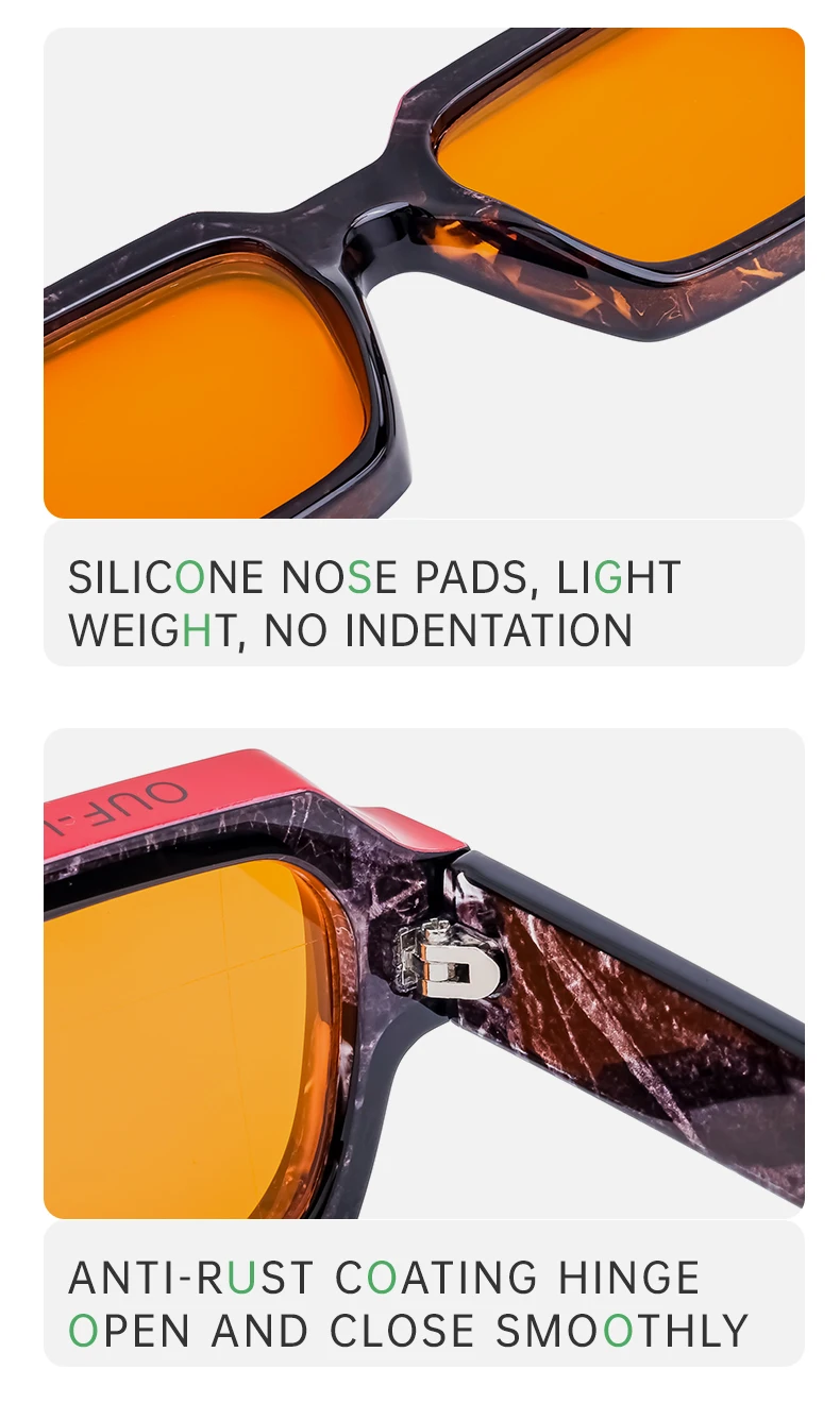 Vintage quadratische Punk Sonnenbrille Männer Frauen Luxusmarke Mode Rechteck Sonnenbrille für männliche zweifarbige Brillen mit dickem Rahmen – Detail 10