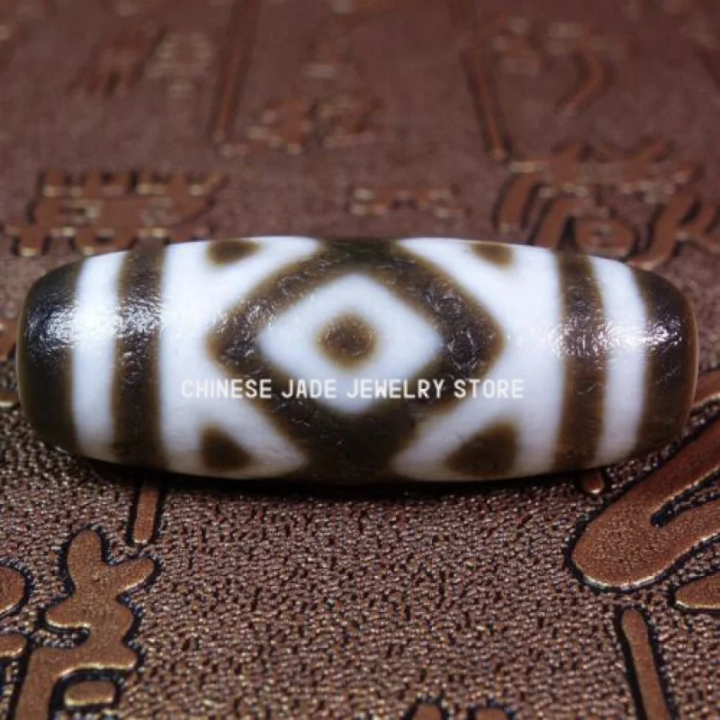 Ancient Tibetan DZI Beads Old Agate Vajra 3 Eye Totem Amulet Pendant GZI #1731