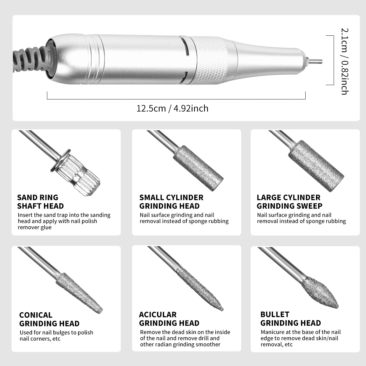 45000RPM elektryczna wiertarka do paznokci niski poziom hałasu akumulatorowa maszyna do polerowania żelu do paznokci nadaje się do narzędzi do salonu paznokci