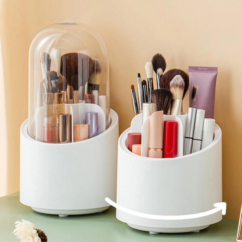 File storage in Stock New Arrivals Rotating Makeup Brush Holder with Lid -Cosmetic Brushes Organizer