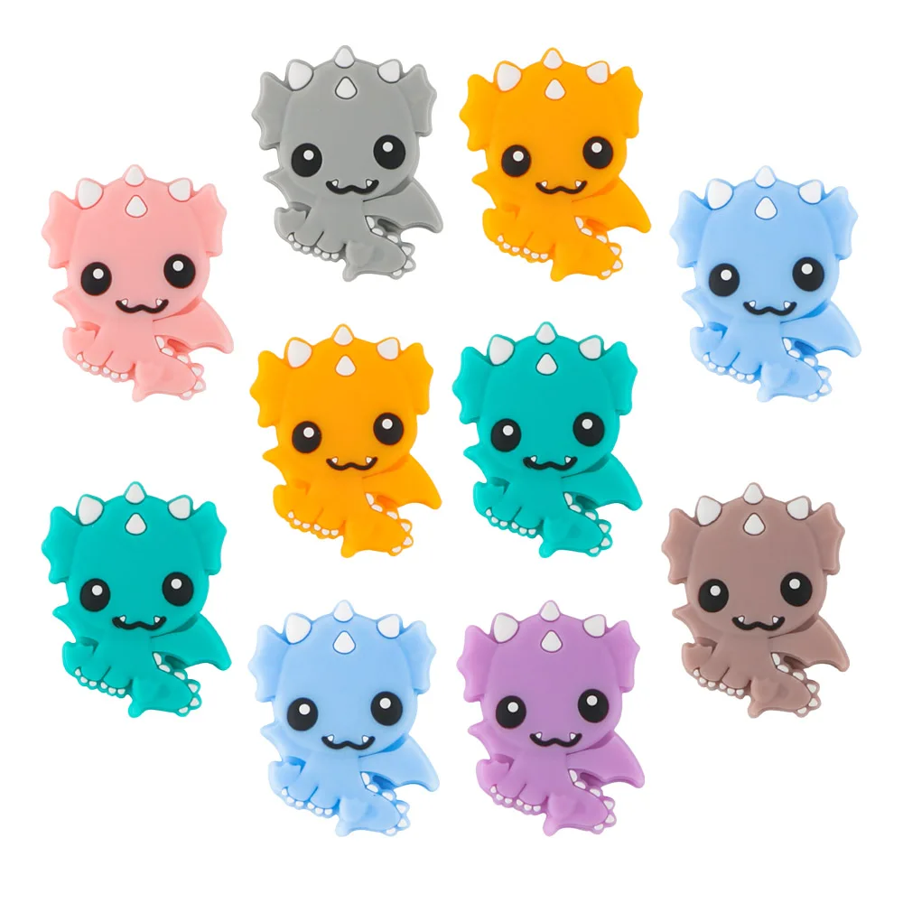 5/10Pcs Cartoon Animal Silicone Beads Sloth Dinosaur Lion Squirrel Whale Focus Beads For Jewelry Making DIY Pacifier Chain