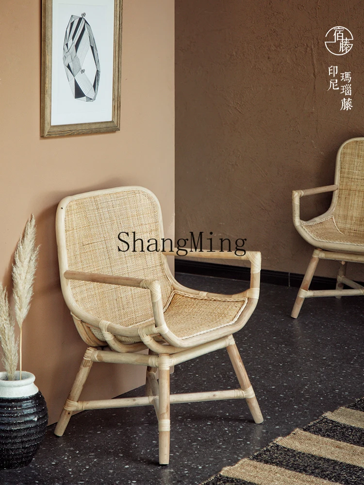

CL Single Backrest Natural Rattan Household Elderly Chair High Braided Rattan