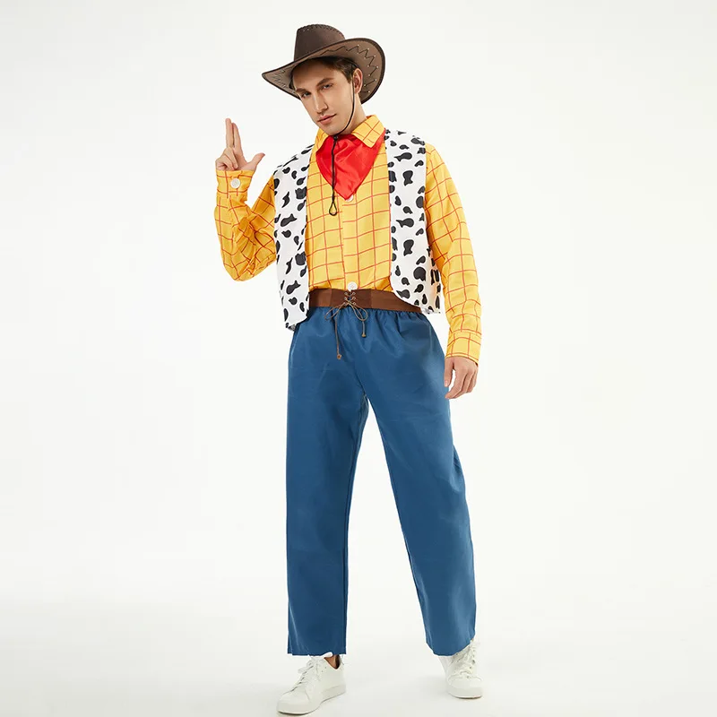 ملابس الهالوين التأثيرية للزوجين ملابس رعاة البقر الغربية Hossy للرجال ملابس المسرح لعبة S Woody الزي الصيني التقليدي