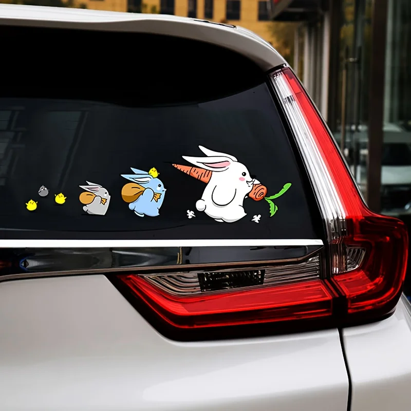 

Наклейка на электромобиль/мотоцикл, милая наклейка на кузов, наклейка для маскировки царапин, наклейка на кузов с надписью "Влево/Вправо", мультяшная наклейка на автомобиль с кроликом