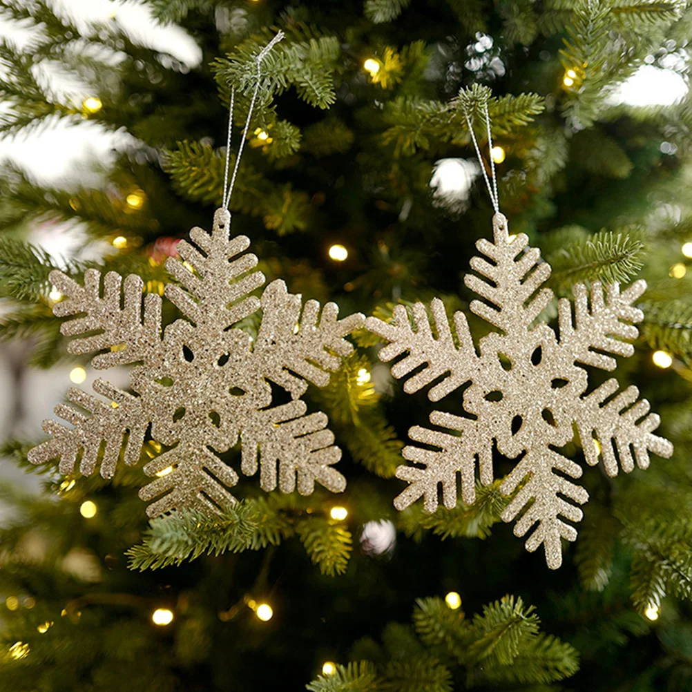 

4Pcs Christmas Snowflake Hanging Ornaments Xmas Tree Decor Holiday Party Decoration Wall Door Hanging Accents