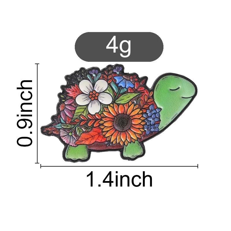 Floral Turtle Badge Sunflower Wildflower Tortoise Enamel Pins Cute Nature Animal Lapel Brooches Accessories Clothes Decor
