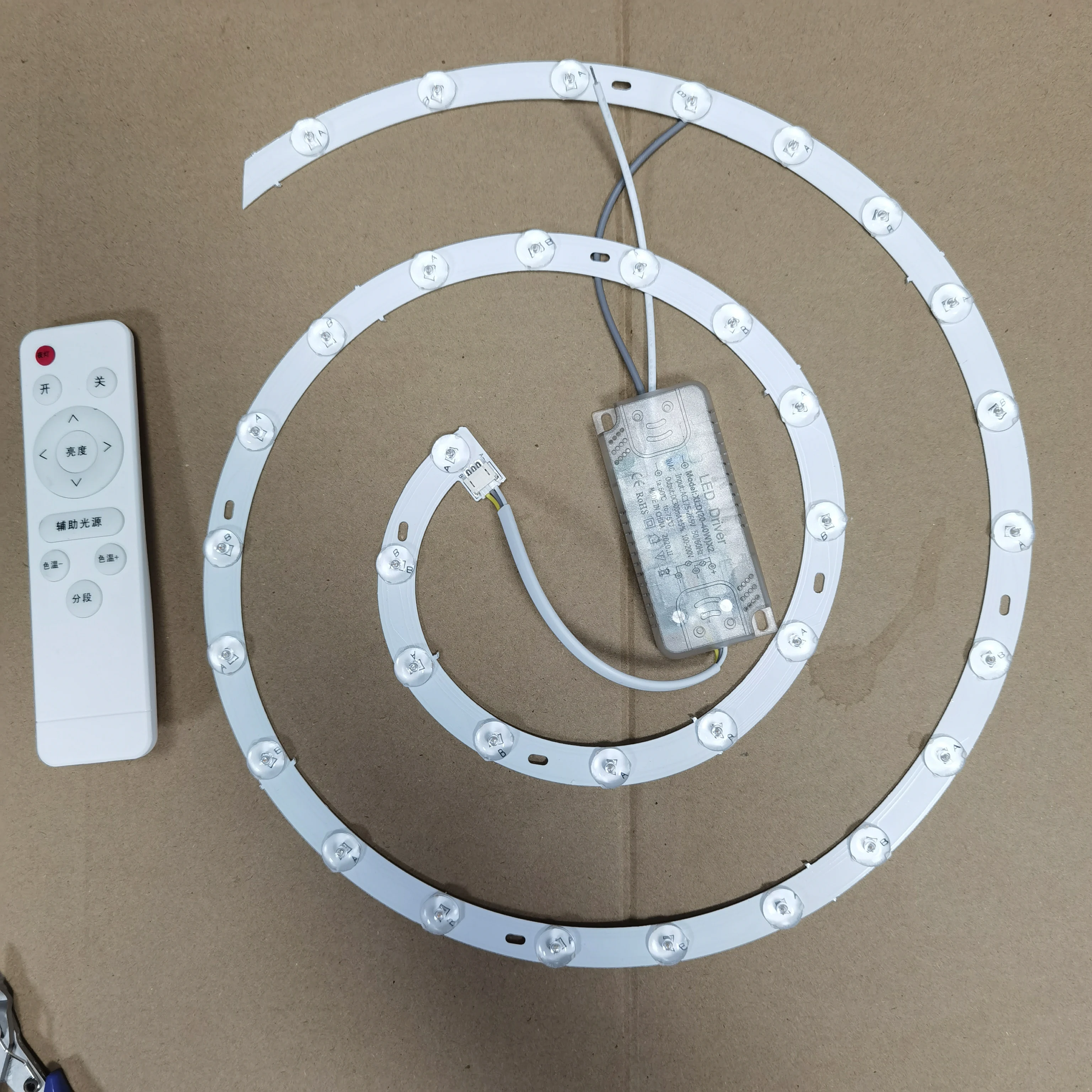 Led two-color and three color ceiling lamp retrofitting board annular light source retrofitting fan lamp core round dimming