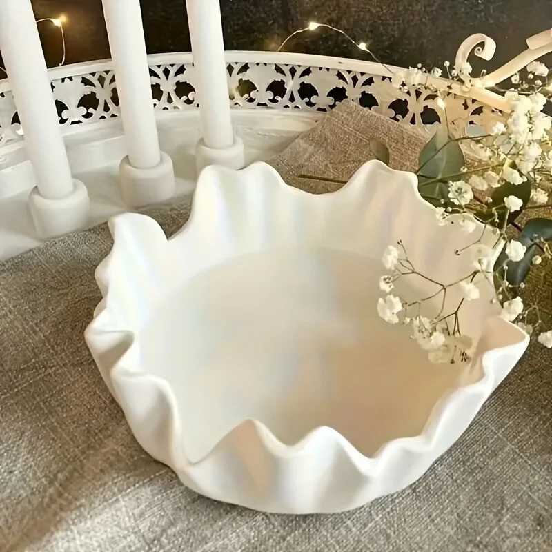 Baki Penyimpanan Tidak Beraturan Cetakan Silikon Baki Buah Lilin Gipsum Keramik Putih Piring Masak Kreatif Aksesori Rumah Tangga