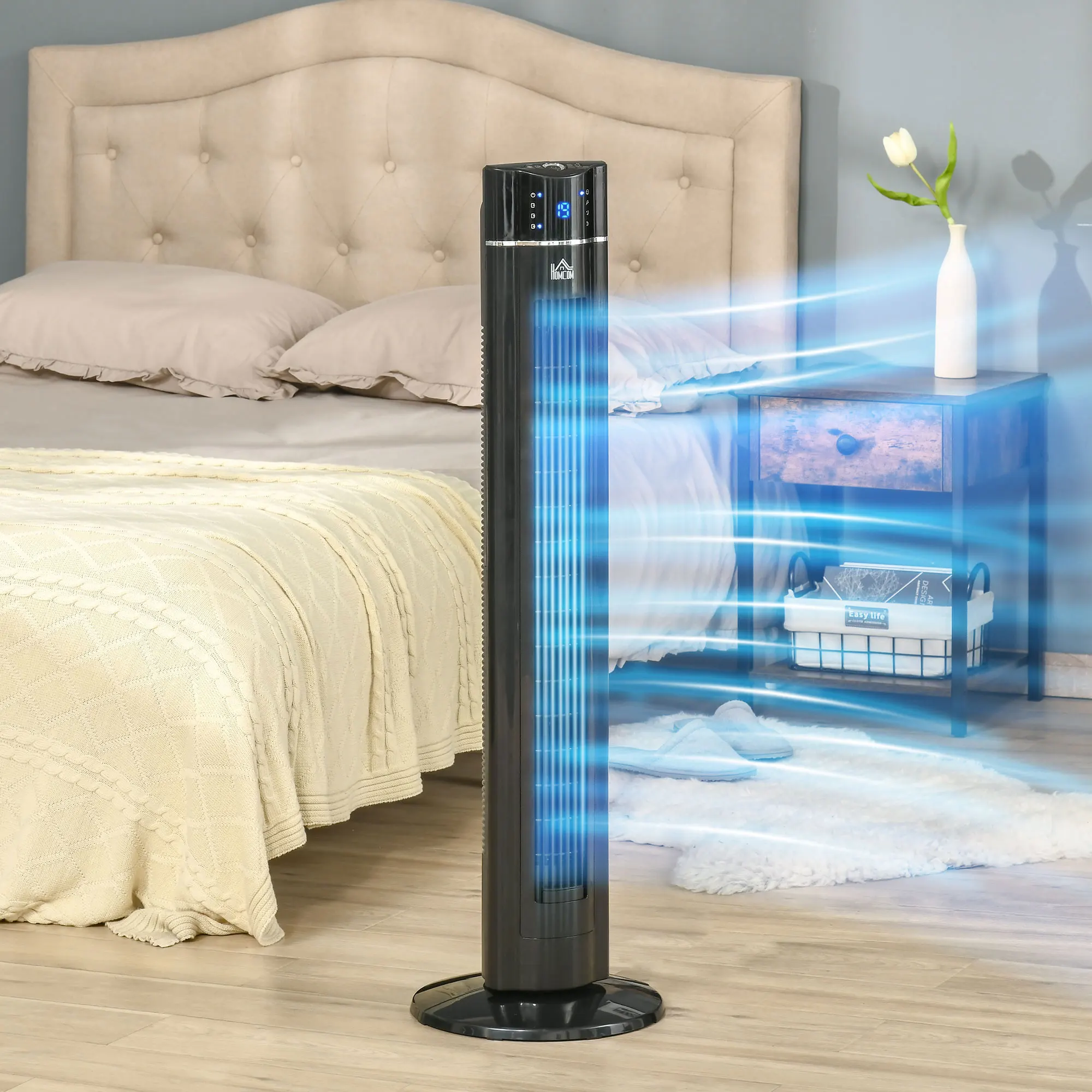 Ventilateur sur pied 2-en-1, 32 cm x 32 cm x 106,8 cm, Noir