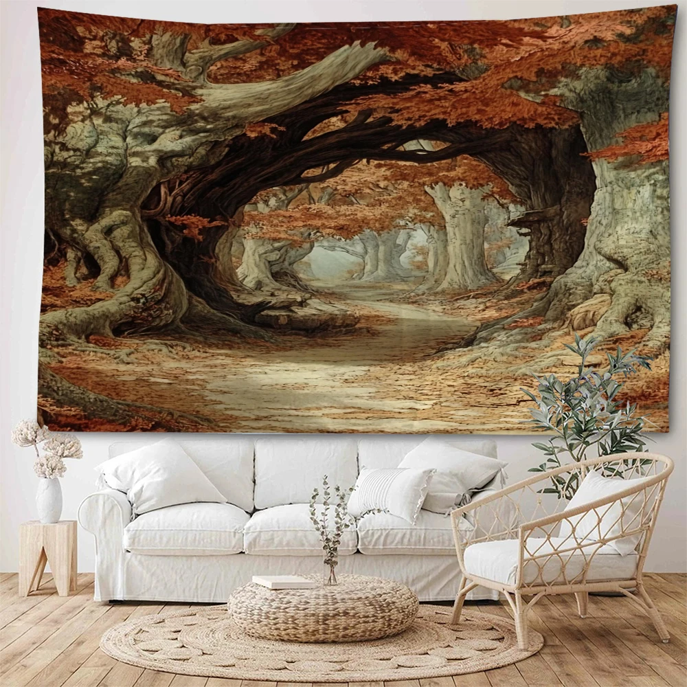 Ancient forest, big trees, forest scenery, big trees, oil paintings, backgrounds, decorative tapestries, home backgrounds,