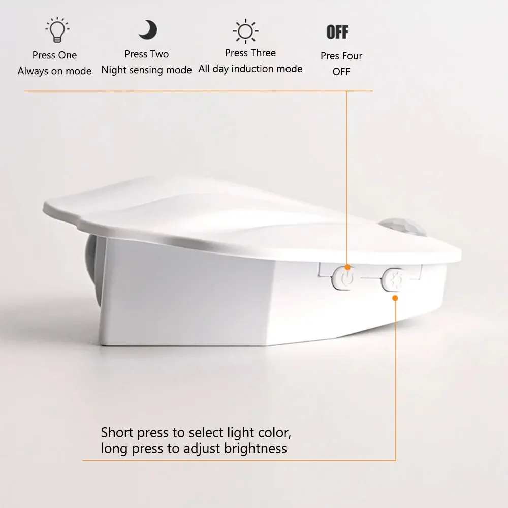 قذيفة على شكل محس حركة الجدار مصباح الأضواء قابلة للشحن المدمج في بطارية 1200mAh غرفة نوم الممر الدرج LED ضوء الليل 2 قطعة