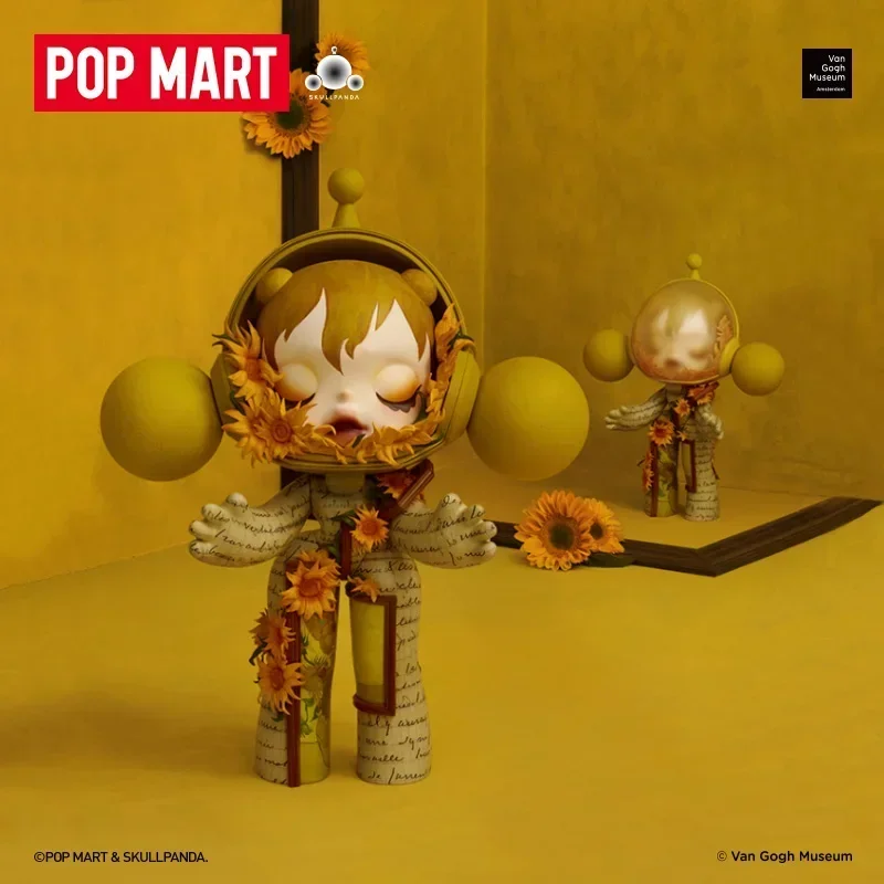 

POP MART MEGA SKULLPANDA 400% Sunflower Series Collectible Figurine Mystery Blind Box Home Decor Van Gogh Museum Theme Ornament