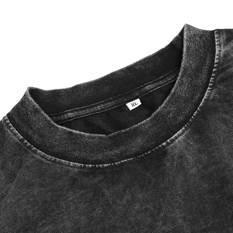 تي شيرت رجالي برسومات حمض الغسيل ملابس كاجوال بأكمام قصيرة للرجال #5