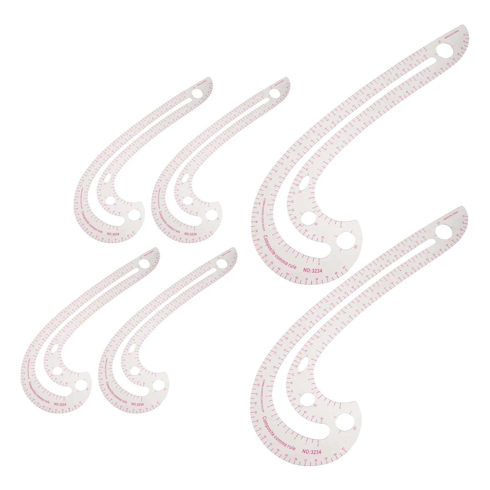 6 pcs Ruler Tool Measuring Curve Sewing Drafting Plastic Drawing Halloween Christmas New Year Fashion Design Ruler Set Flexible