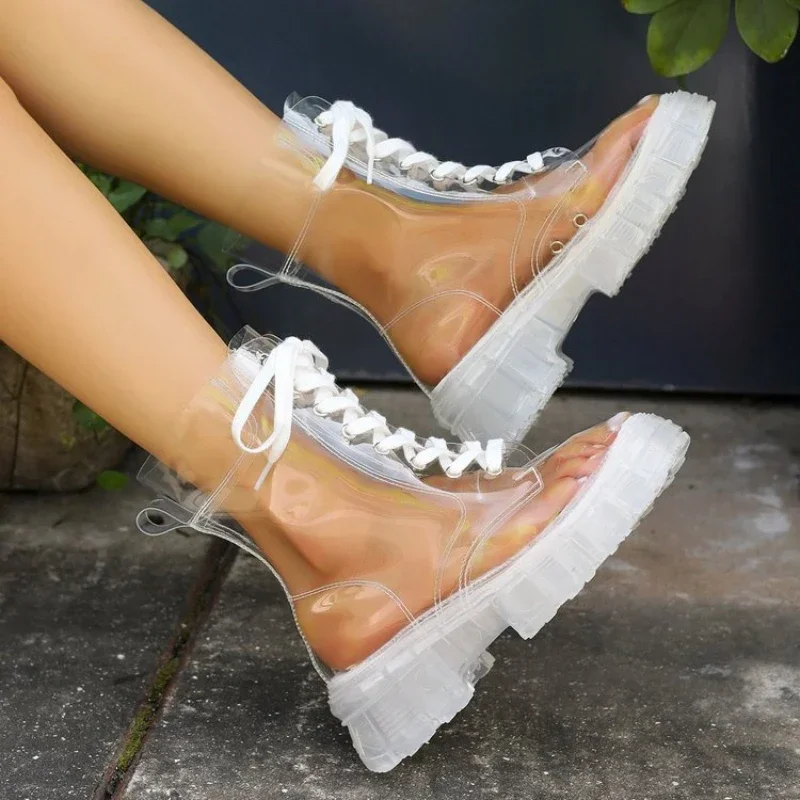 2024 New Sexy Transparent Comfortable Casual Fashion Women\'s Shoes Increased Wear-Resistant Winter Boots Chaussure Femme