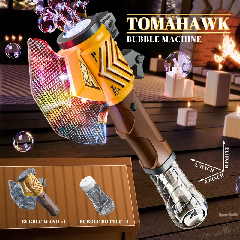 ขวานไฟฟ้า Bubble Gun Bubbles Stick Light เป่าของเล่นอัตโนมัติเต็มรูปแบบเครื่องเป่าลมสบู่ปาร์ตี้เกมกลางแจ้งเด็กของขวัญ