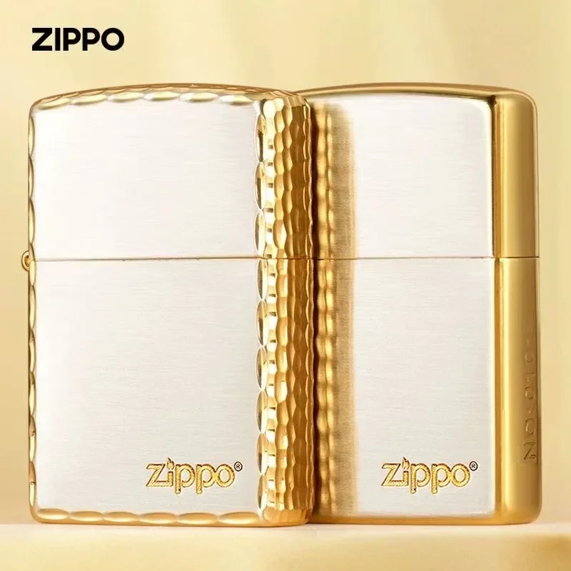 Zippo lighter Arabesque 3-sides Etching Silver Gold Plating Windproof Collection in box