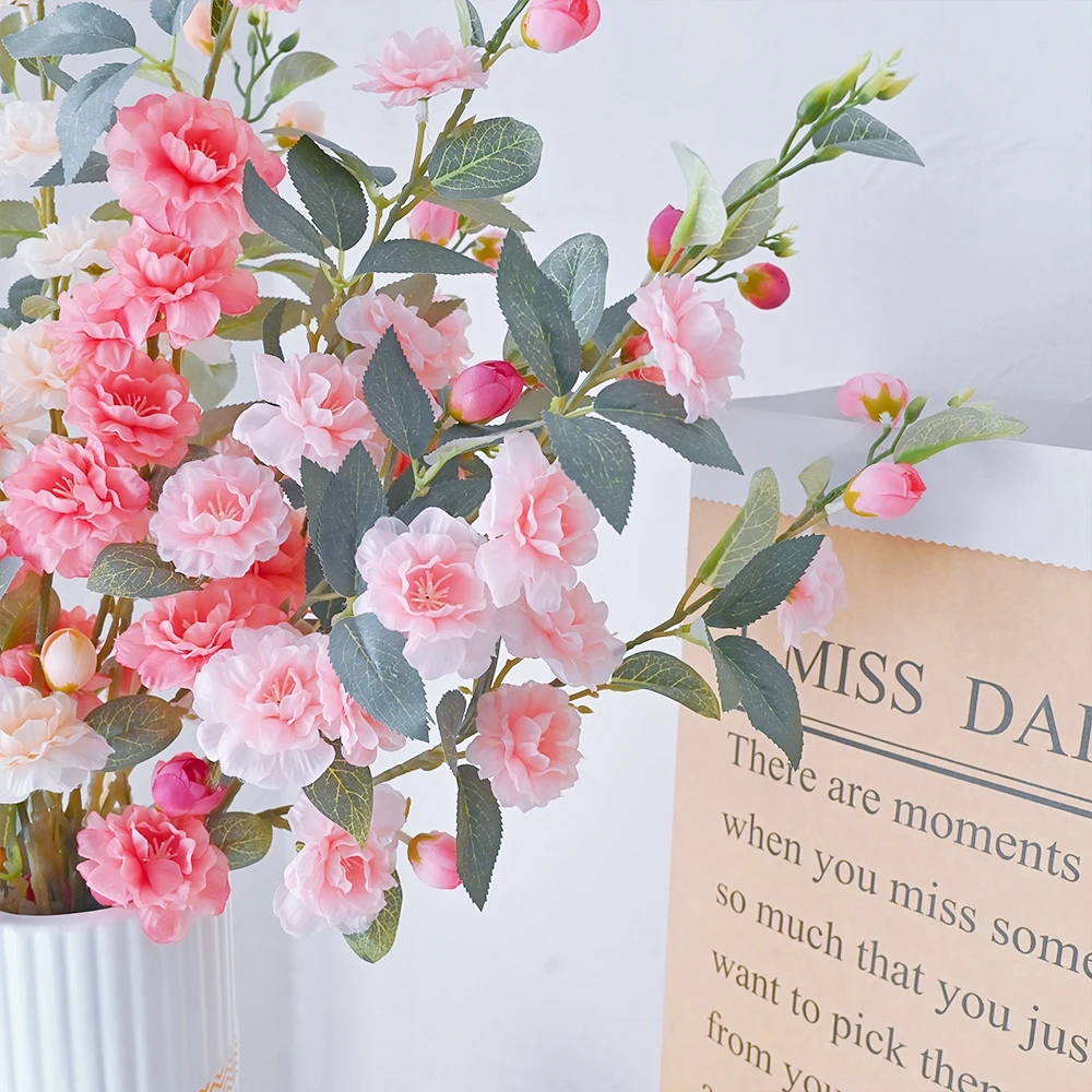 Camellia Artificial Flower Branches Dining Room Living Room Silk Flowers Wedding Arch Party Home Wall Outdoor Garden Decoration