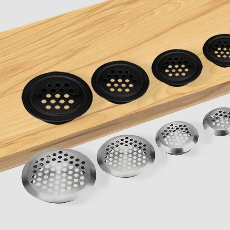 Maosu 10pcs Round Cabinet Air Duct Vent Dia.19-53mm Stainless Steel Louver Mesh Hole Plug Decoration Cover Wardrobe Grille Venti