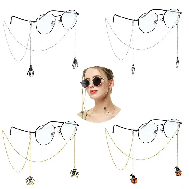 

Renya Vintage Skeleton Pumpkin Spider Charms Glasses Chain Halloween Styles for Women Men Lanyard Cosplay Fashion Jewelry Gift