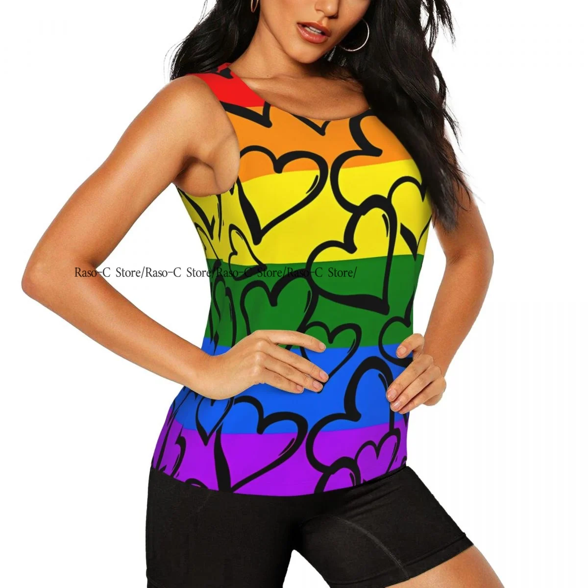 Women's Sleeveless Yoga Tank Top Gay Pride Rainbow Pattern Quick Dry Running Training Sports Vest Yoga Shirts